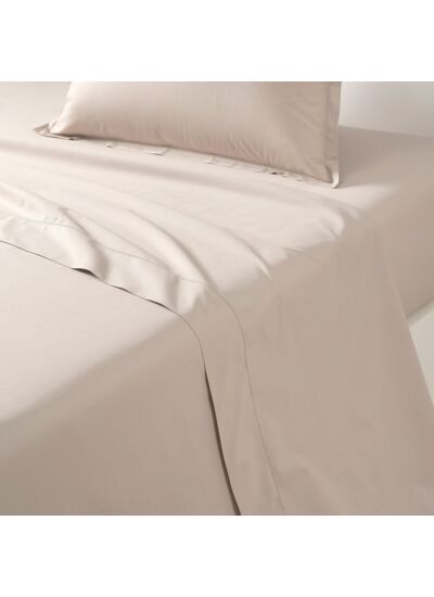 TDM - Drap plat en percale de coton beige, Percale Unie 80 Fils