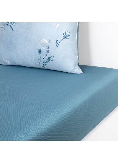 BOSS Home - Drap housse en satin de coton bleu, Shadow