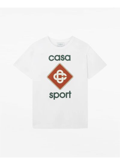 Casablanca T-Shirt Casa Sport Screen Printed Blanc