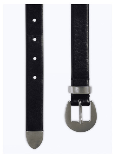 Ceinture Western en cuir lisse noir