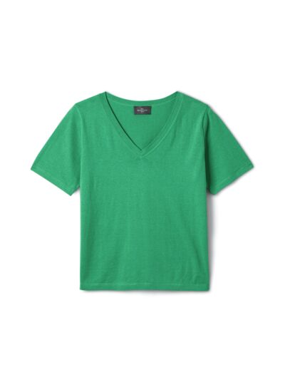 T-shirt col V - Femme - VERT TUPPER