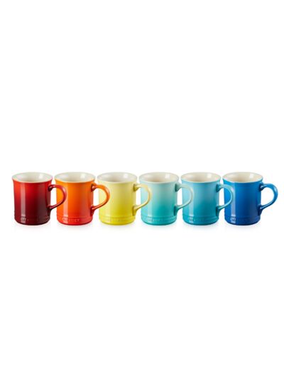 Set de 6 mugs 400ml en céramique arc-en-ciel