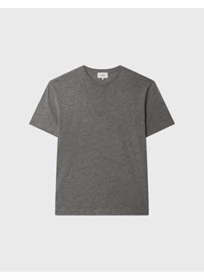 T-shirt col rond en coton uni gris