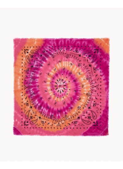 Grand Bandana Hachiko Sunny Print Grand bandana cachemire imprimé tie & dye, 2 fils