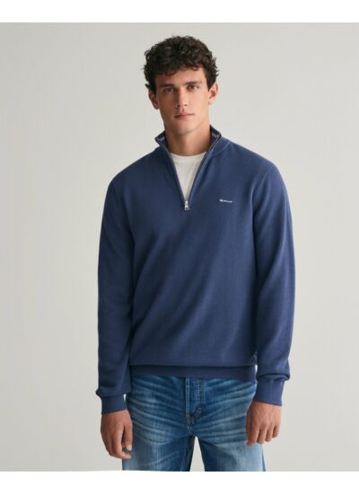 Cotton PiquÃ© Half-Zip Sweater