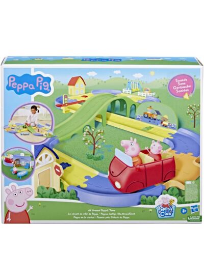 Peppa Pig - Le circuit en ville de Peppa avec route modulable - avec 1 véhicule et une figurine - 35 sons - à partir de 3 ans