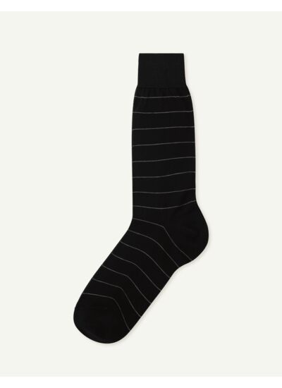 Chaussettes courtes en fil d'Ecosse noir rayé