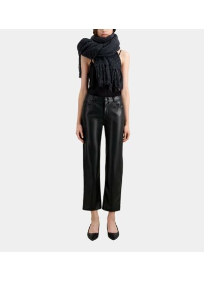 Pantalon Noir Effet Cuir Femme