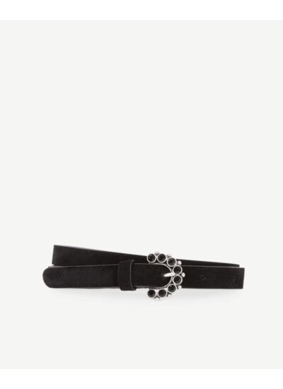 Ceinture En Cuir Noir Avec Boucle À Strass