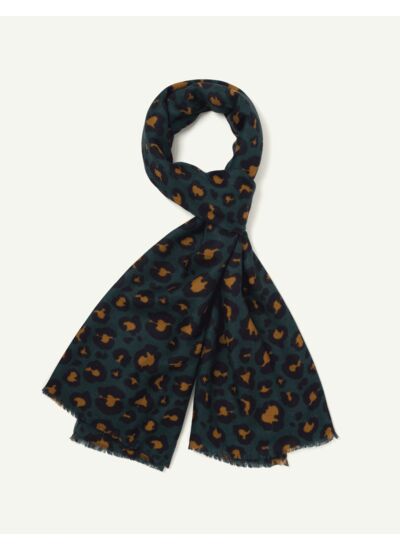 FOULARD IMPRIME LEOPARD VERT