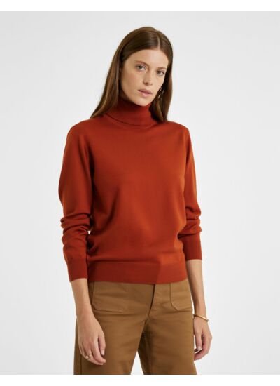 Pull Ebene en laine orange