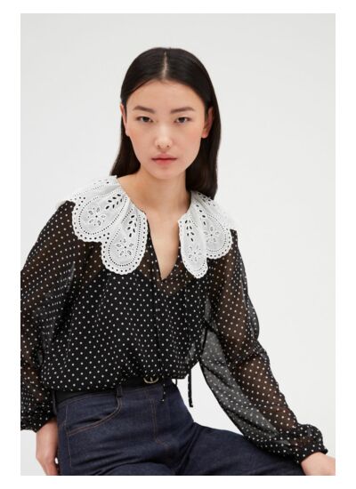 Blouse à pois col Claudine