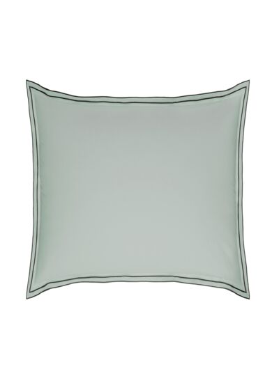 TAIE D'OREILLER | Pure White Percale Lavée - Light Green - Finition Black