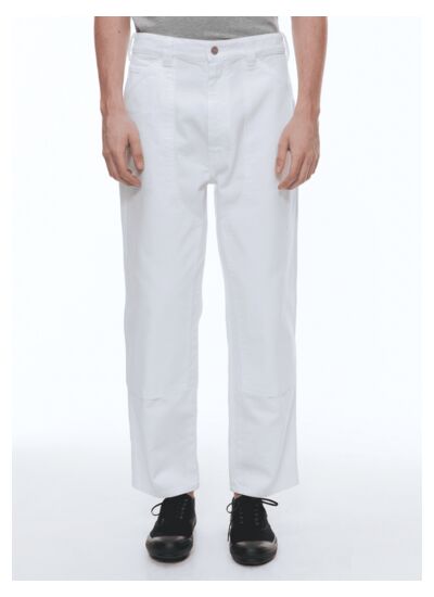 Pantalon cargo en twill de coton blanc