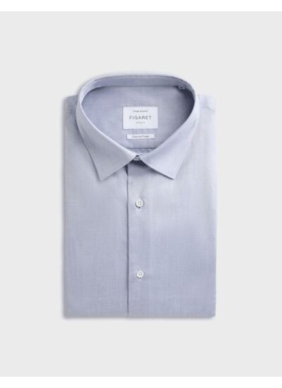 Chemise ajustée infroissable bleue