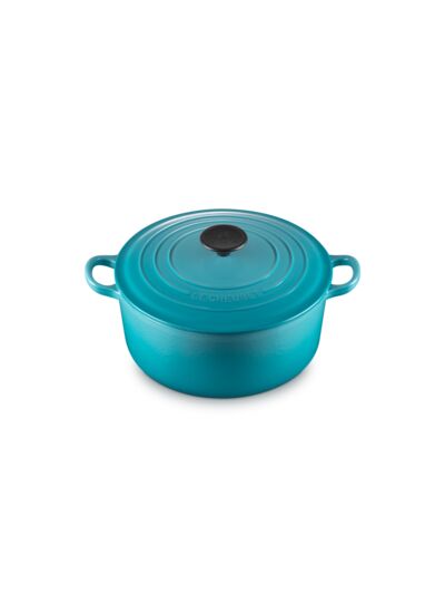 Cocotte ronde 24cm en fonte émaillée bleu caraïbes