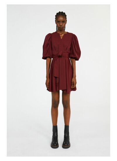 Robe bordeaux courte cache cœur