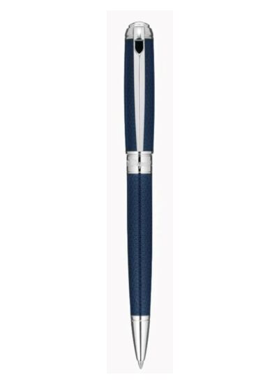 Gamme Orfèvre - Stylo Bille Line D Guilloché Laque Bleue finition Palladium