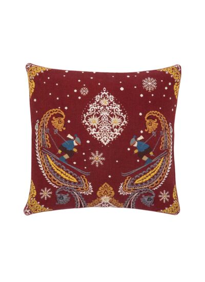 Yves Delorme - Housse de coussin en tapisserie de coton rouge, Marzipan