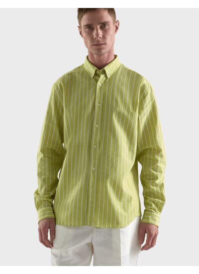 Chemise Gaspard vert anis rayée