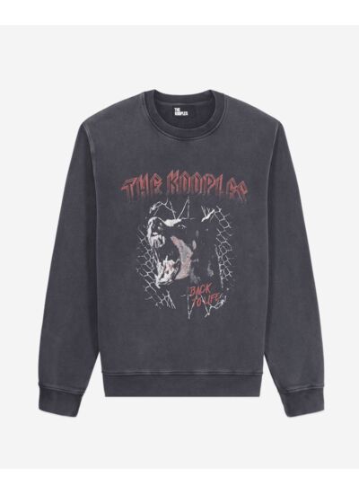 Sweatshirt Noir Avec Sérigraphie Barking Dog Homme