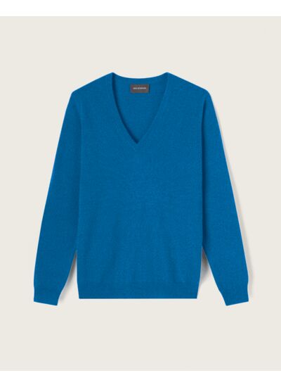 Pull col V classique - Femme - BLEU ECOSSE