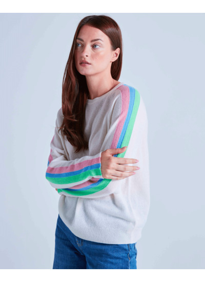 Pull cachemire yale  RAINBOW_BLANC