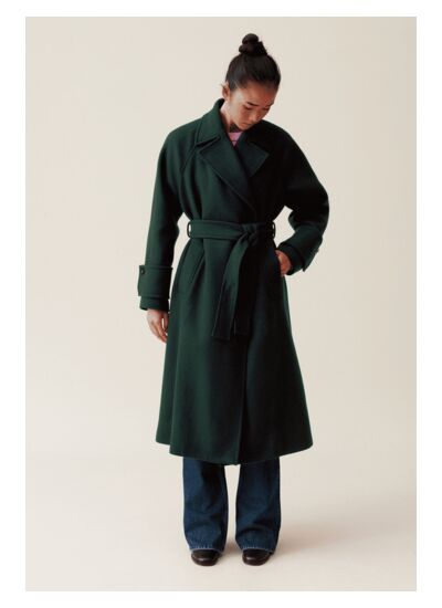 Manteau long esprit trench vert