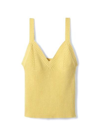 Débardeur à côtes - Femme - JAUNE BUVARD