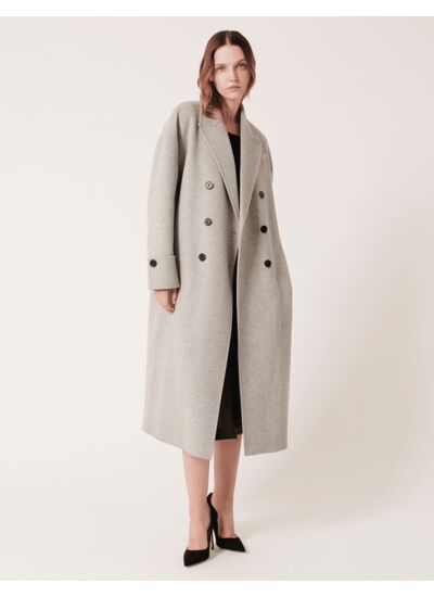 Manteau Memphis Gris Clair Chiné en Laine