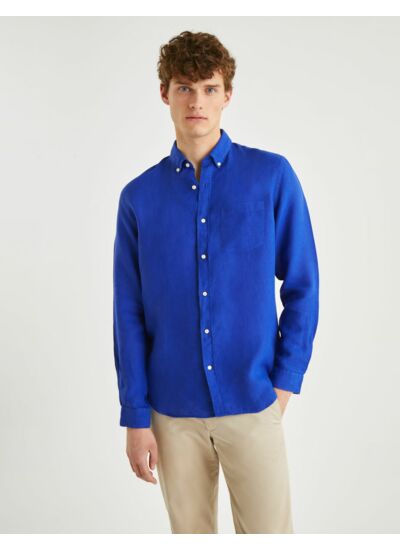 Chemise Gabriel en lin bleu intense