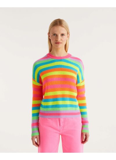 Pull Col Rond Rayures Multicolores Allege