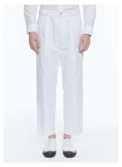 Pantalon blanc en gabardine de coton