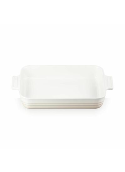 Plat rectangulaire classique 32cm en céramique meringue