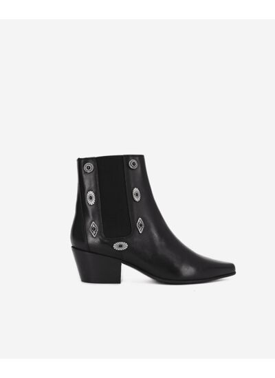 Bottines En Cuir Avec Rivets En Metal