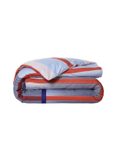 Lacoste - Housse de couette en satin de coton lavé multicouleurs, L Pinstripe