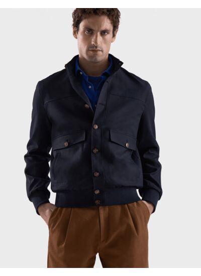 Blouson Bertin en drap de laine marine