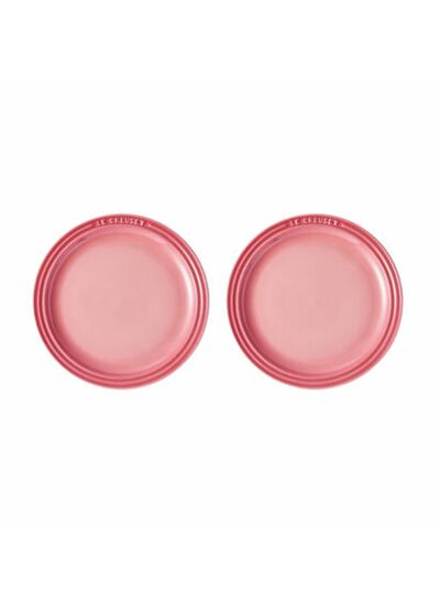 Set de 2 assiettes plates rondes 19cm en céramique rose quartz