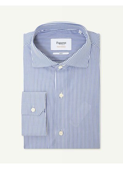 Chemise Prestige Classique en popeline rayée bleue