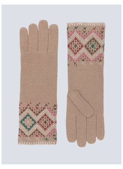 Gants laine et cachemire jacquard slave Daruda FAUVE