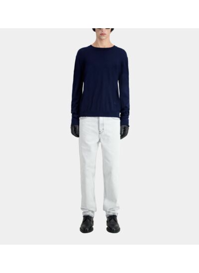 Pull Bleu Marine En Laine Merinos Homme