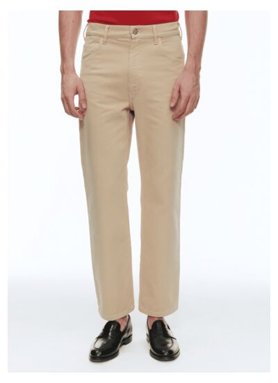 Pantalon flare en twill de coton beige