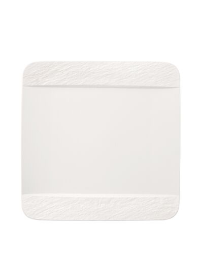 Manufacture - Assiette plate, carrée, blanche, en porcelaine haut de gamme, 28 x 28 x 2 cm