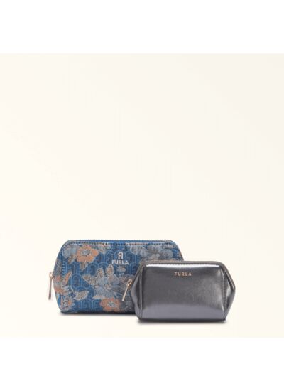 FURLA CAMELIA M COSMETIC CASE SET - TESSUTO JACQUARD TEATRO+NAPPA SINT