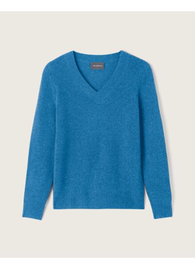 Pull col V - Femme - BLEU ECOSSE