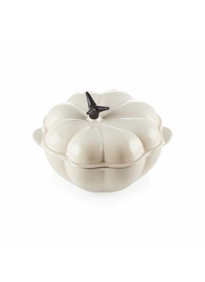 Cocotte potiron ronde 22cm en fonte émaillée meringue