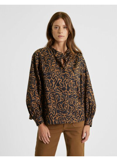 Chemise oversize Denise imprimé zébré marron