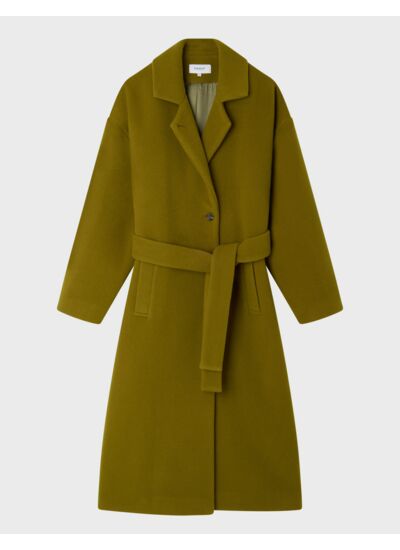 Manteau Eymée en drap de laine vert olive