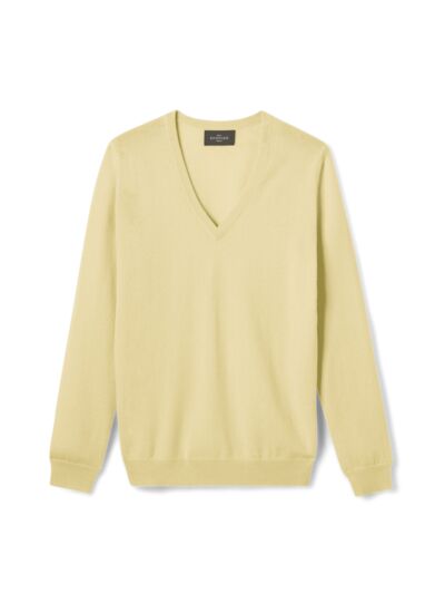 Pull col V classique - Femme - JAUNE BUVARD