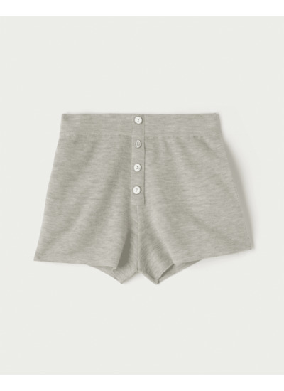 Shorty ultrafin boutonnière trompe-l'œil - Femme - GRIS ARMOISE